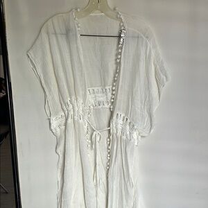 White Sheer Cover-Up with Crochet Details